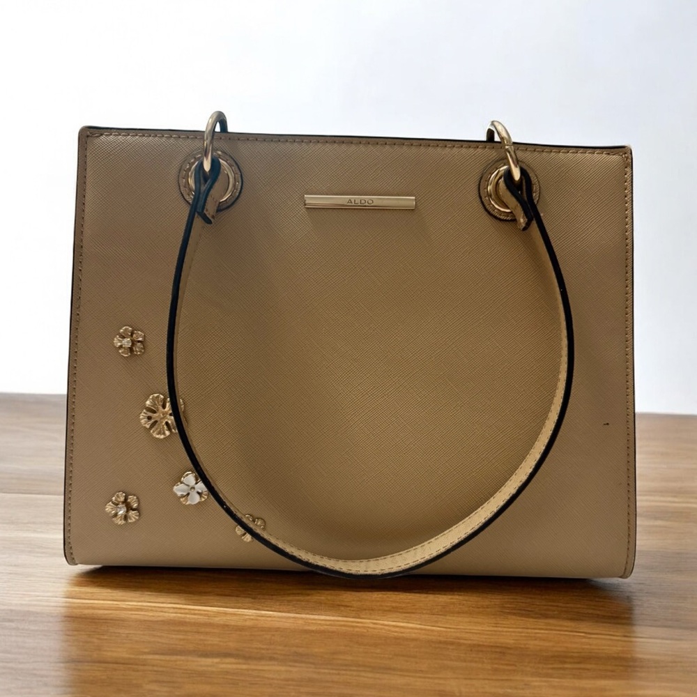 Aldo Beige Bag with Floral Details